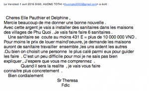mail Sr Thérésa sanitaires